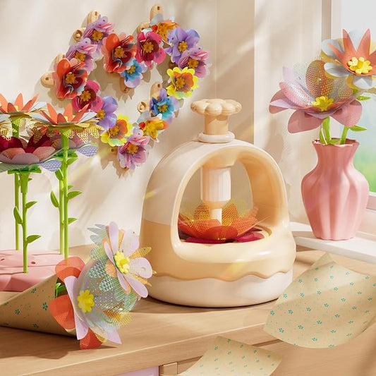 Fabric Flower Bouquet Craft Kit, DIY Arts & Crafts Toy for Kids, Creative Flower-Making Activity Set, Educational Preschool Toy, Perfect Birthday & Christmas Gift for Girls Ages 4 5 6 7 8+ (yellow)