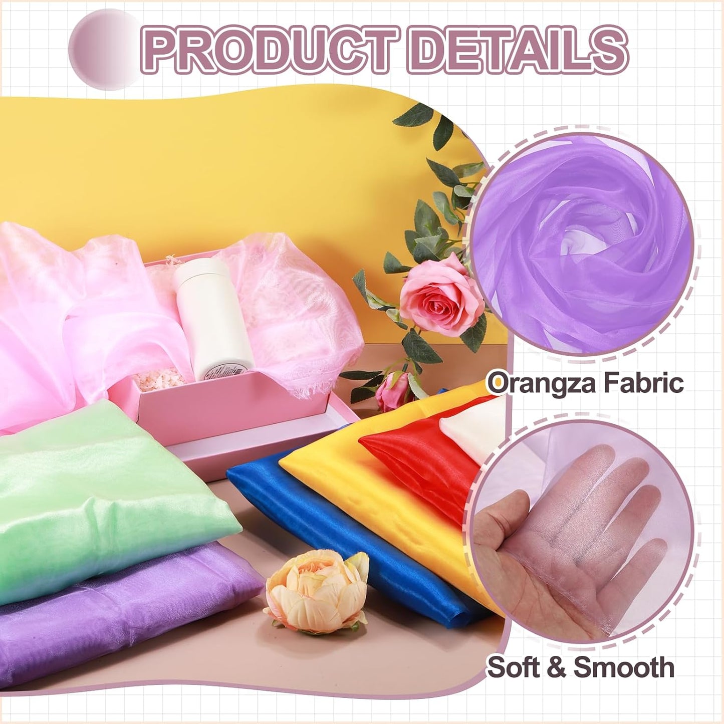 MECCANIXITY Iridescent Sheer Organza Fabric, 2 Yards x 59 Inches Solid Holographic Shiny Fabric Organza Cloth for Wedding, Curtains, Costume, Photo Background, Snow Blue