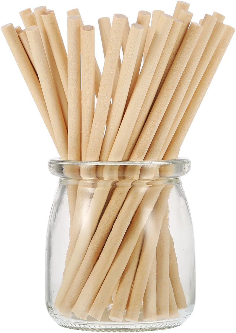 EBOOT 100 Pack Unfinished Natural Wood Craft 6 x 1/4 Inch Wooden Dowel Rods