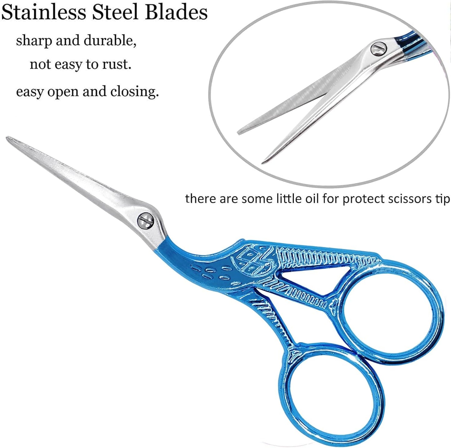 BIHRTC 4.5Inch Small Sewing Scissors Stainless Steel Sharp Tip Scissors with Leather Protect Cover for Embroidery Craft Needle Work Art Work Handcraft Threading