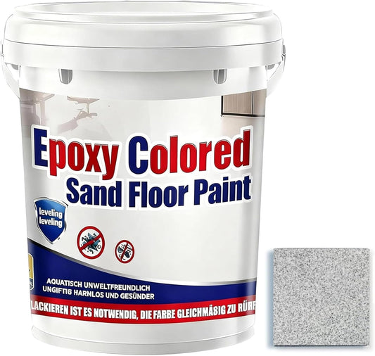 Epoxy Colored Sand Floor Paint, Epoxy Floor Paint for Concrete, High Gloss Marble Effect Coating, Waterproof Non-Slip Concrete Paints, Suitable for Indoor/Outdoor Use (White Hemp Gray,640 oz/20 kg)