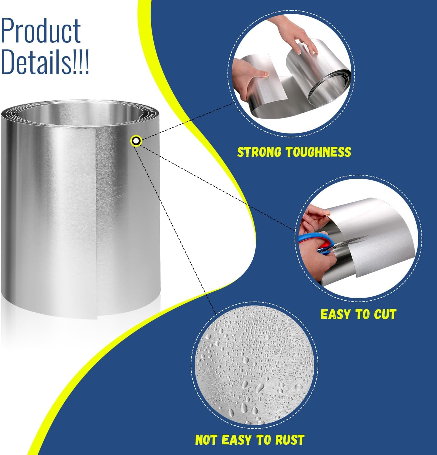 Aluminum Flashing Roll，Aluminum Sheet Roll 3500x100x0.5mm(LxWxT) Applicable to Various House Repair and DIY Projects