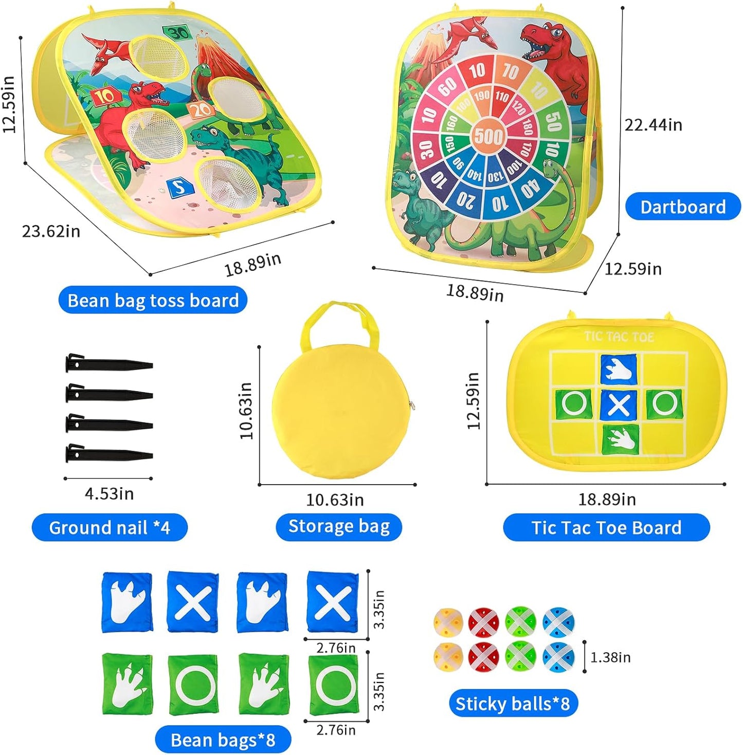 Bean Bag Toss Game Toy Indoor and Outdoor Toys for Kids Toddlers Dinosaur Toys Family Party Carnival Games for Boys and Girls 3 4 5 6 7 8 9 Year Old Birthday Gifts Outside Backyard Beach Lawn Games