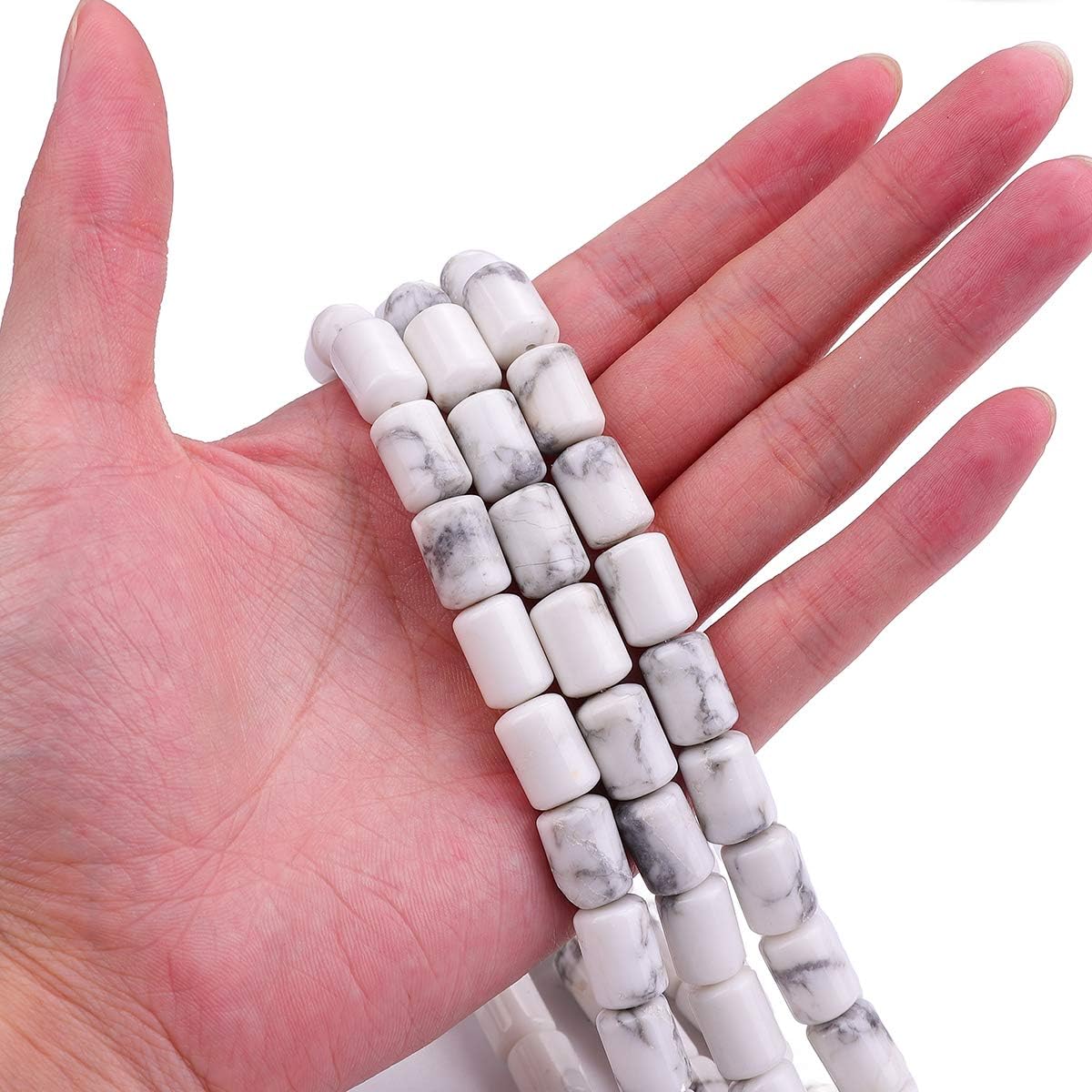 Natural White Howlite Cylinder Stone Loose Semi Gemstone Beads for Jewelry Making 10mmx14mm 38cm