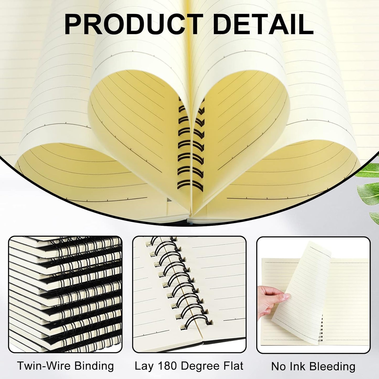 Yahenda 54 Pcs Spiral Notebook Bulk A5 Journal Lined 8.3'' x 5.5'' Writing Composition Paper Small Notepad Subject Notebook for Students Office Business Back to School Supplies (Black)