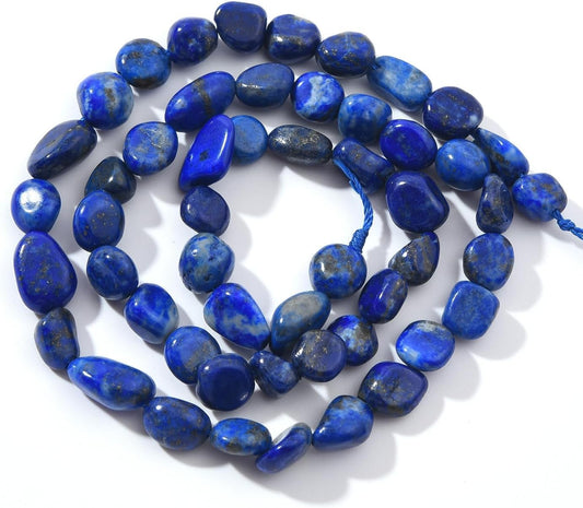 Blue Lapis Lazuli Pebble Nugget Oval Free Tumbled Stone 6-8mm Natural Gemstone Loose Beads Approx 15.5 inch for DIY Jewelry Making