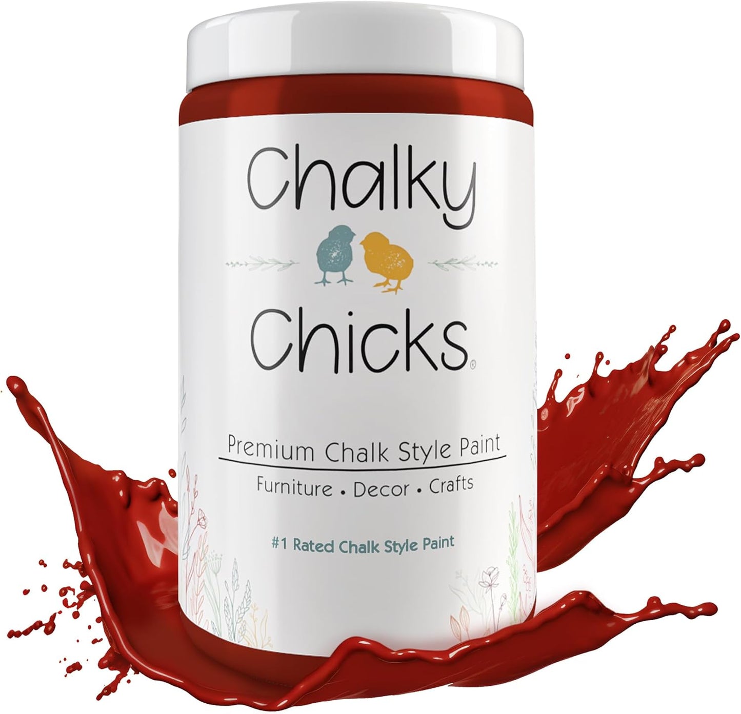 Chalky Chicks All-in-One Chalk Paint for Furniture or Cabinet -32 Fl Oz - Matte Finish Poison Apple (Dark Red) for Metal, Wood Furniture Paint - No Sanding All-in-One for Home Decor & Crafts, USA Made