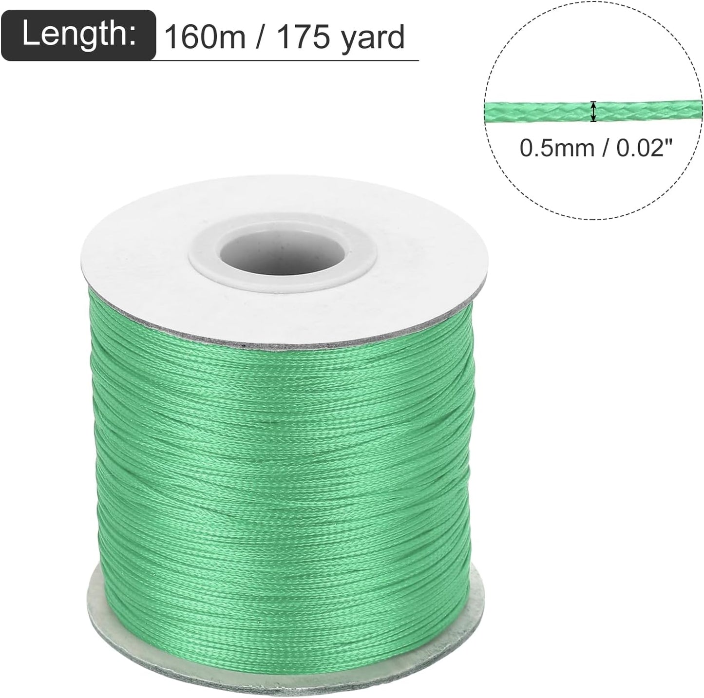 MECCANIXITY Waxed Cord 0.5mm Waxed Polyester Cord 175 Yard Wax String for Bracelet Making, Necklaces, Beading, Jewelry Making and DIY Crafts(Mint Green)