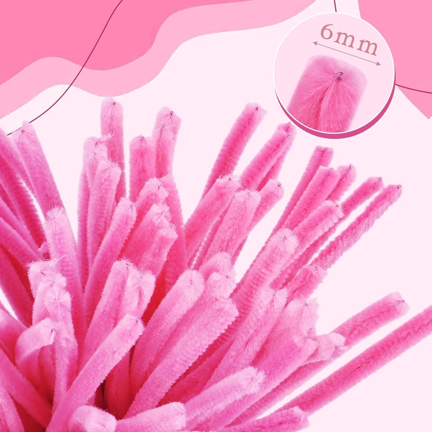 FACIACC 600PCS Pipe Cleaners Craft, 6 Assorted Colors Chenille Stems for DIY Bouquet Christmas Gift Party Decor (Red)