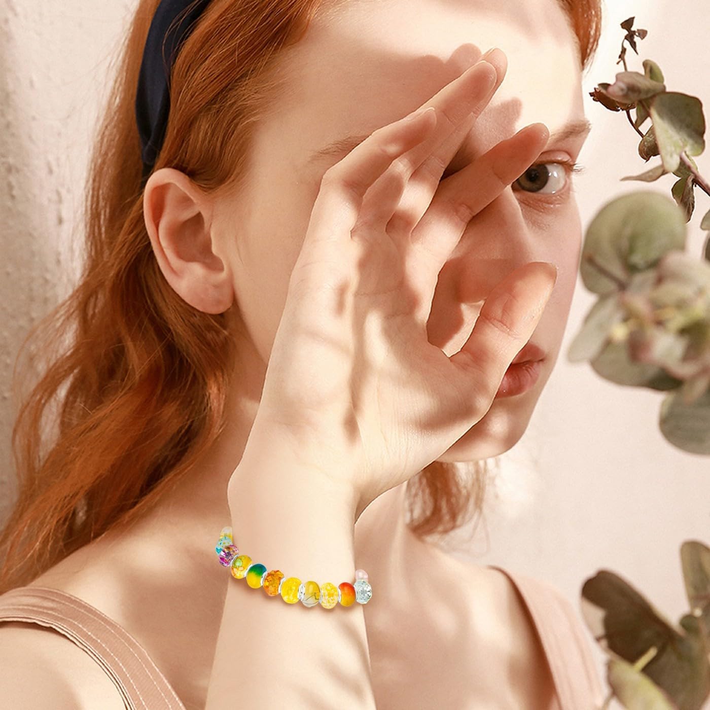 LAIDANLA Yellow Mix Large Hole Beads, 100pcs, 14mm x 5mm, Resin, Plastic, Acrylic, Round, Loose Beads for Jewelry Making, Bracelet, Necklace, Decoration