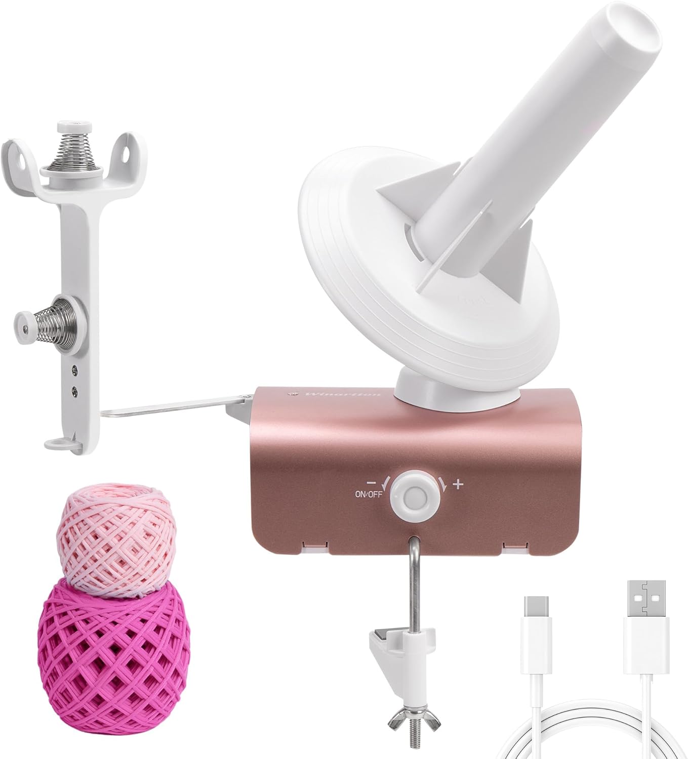 Winartton Electric Yarn Winder for Crocheting, Heavy-Duty Yarn Ball Winder 10 oz Large Capacity, Automatic Yarn Cake Winder Spinner Roller, Crocheting Tools Supplies for Knitting Lovers(Patented)