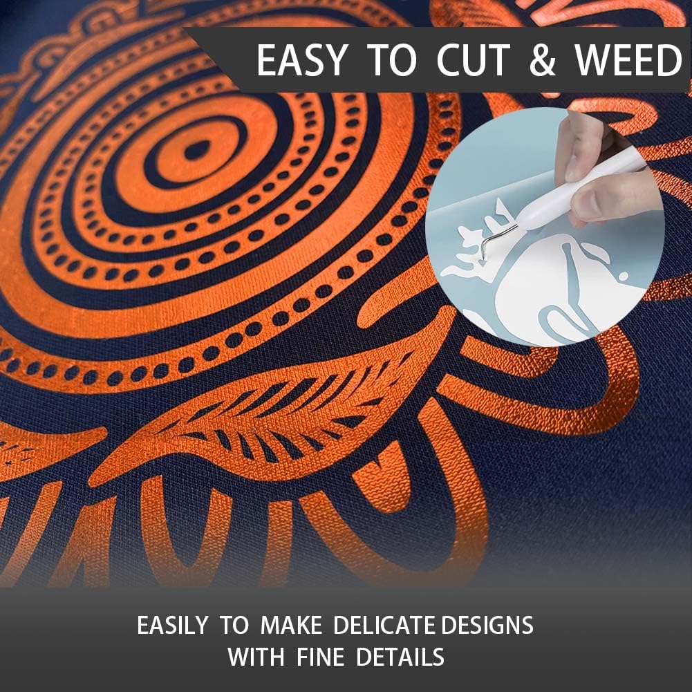 Tvinyl Warehouse Orange Foil HTV Metallic Heat Transfer Vinyl Roll 12" x 6FT for All Cutter Machine