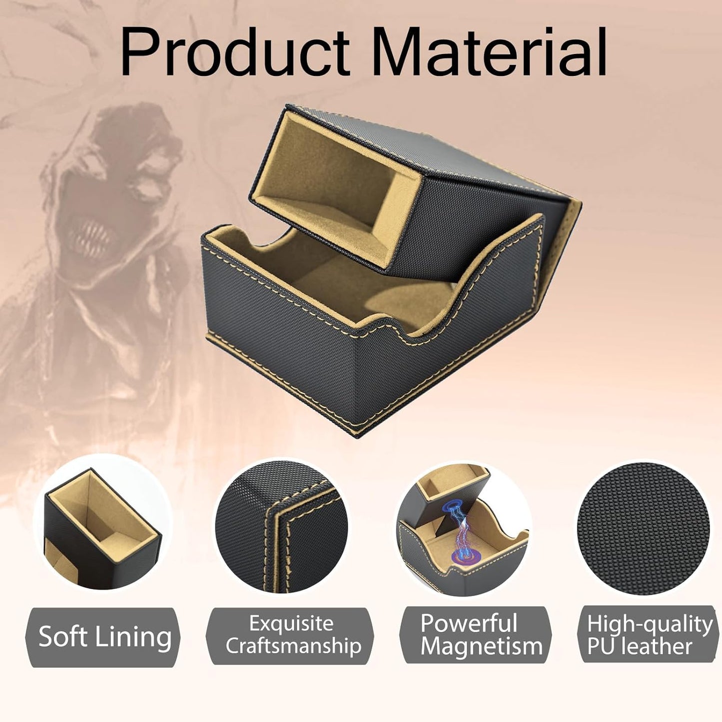 Dice Tower and Tray, Portable Commander Deck Box, Foldable Dice Storage Box for Dungeons and Dragons Rolling Tray Black/Brown