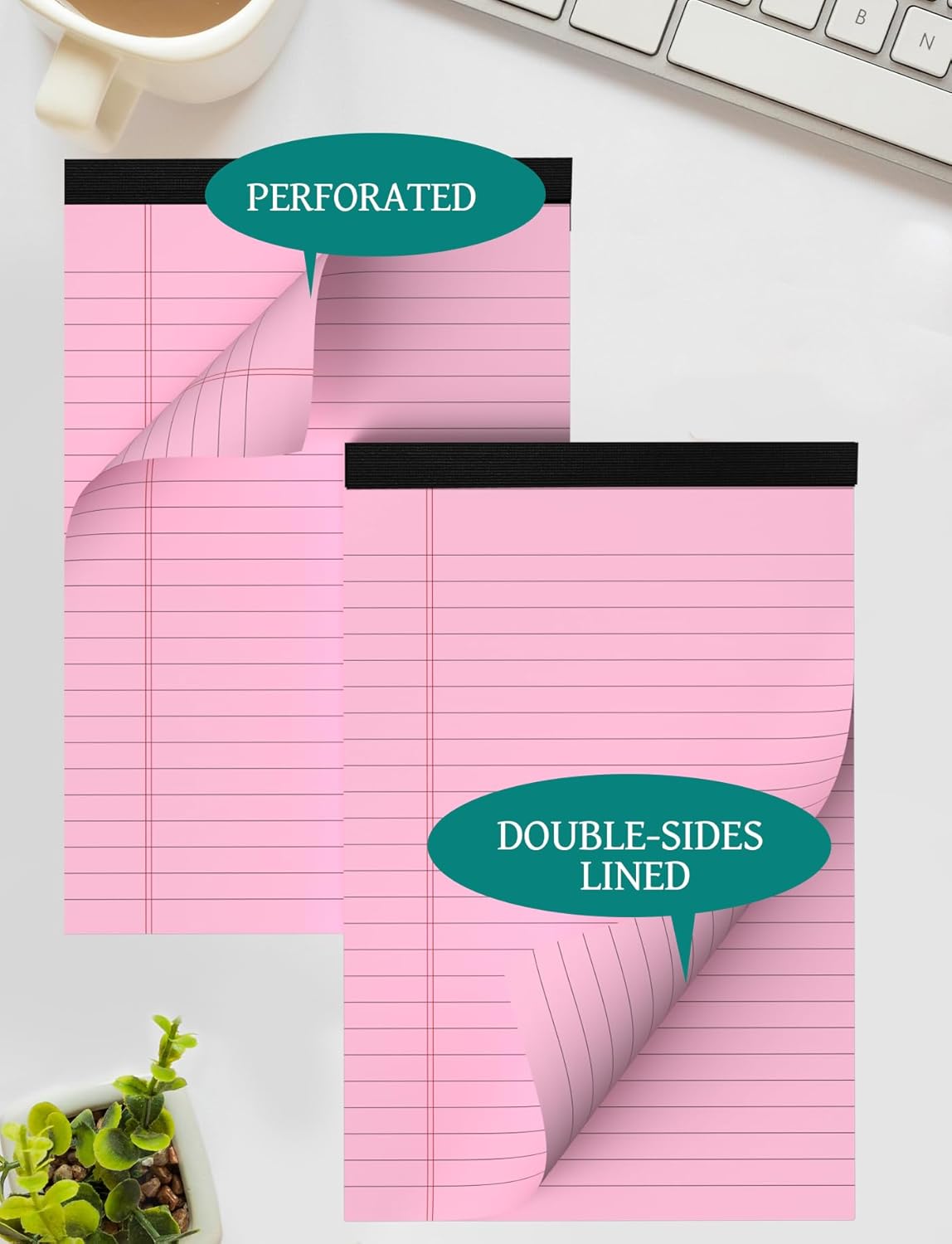 7pcs Small Note Pads 5x8 Legal Pads Pink Notepad 5x8 College Ruled Pink Notebook Paper Narrow Ruled Mini Notepads 5 x 8 Legal Pad Perforated Small Writing Pads 5x7 In 30 Sheets per Note Pad
