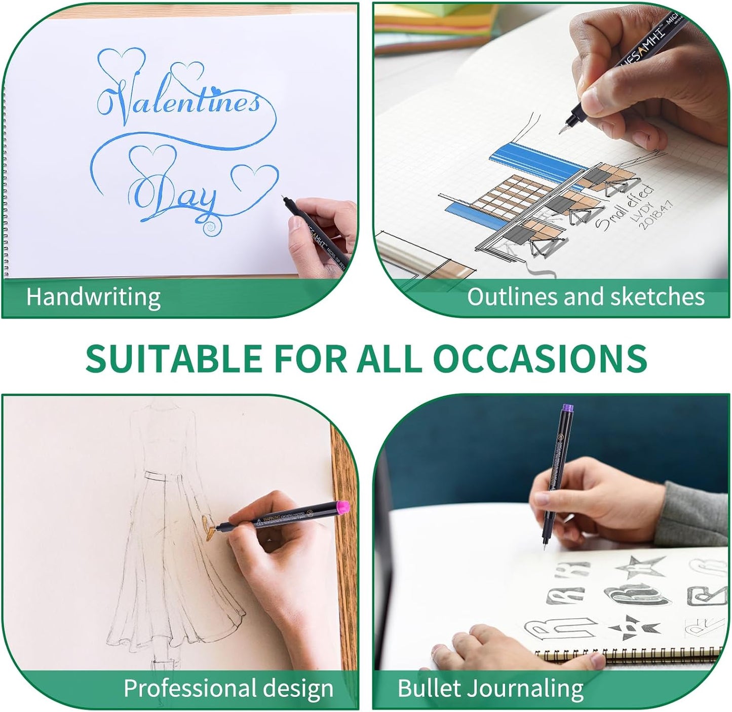 005 Micro Pen,8 Colors Waterproof Ink,FineLiner Pens for Art Illustration,Sketching, Anime, Bullet journal,and Technical Drawing