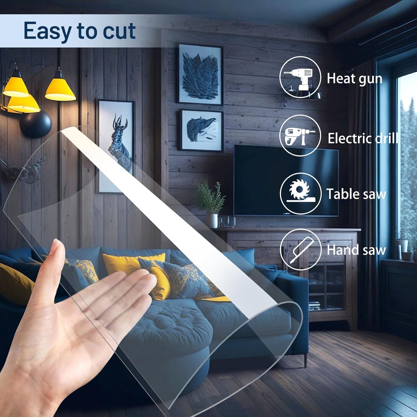 5 Pack 12”x16” x0.04” Clear PET/Plexiglass Sheet, INDSTONE Transparent Flexible Plastic Sheet 12x16, Clear Plastic Sheet for Crafts, Picture Frames, Painting, Sign Blank