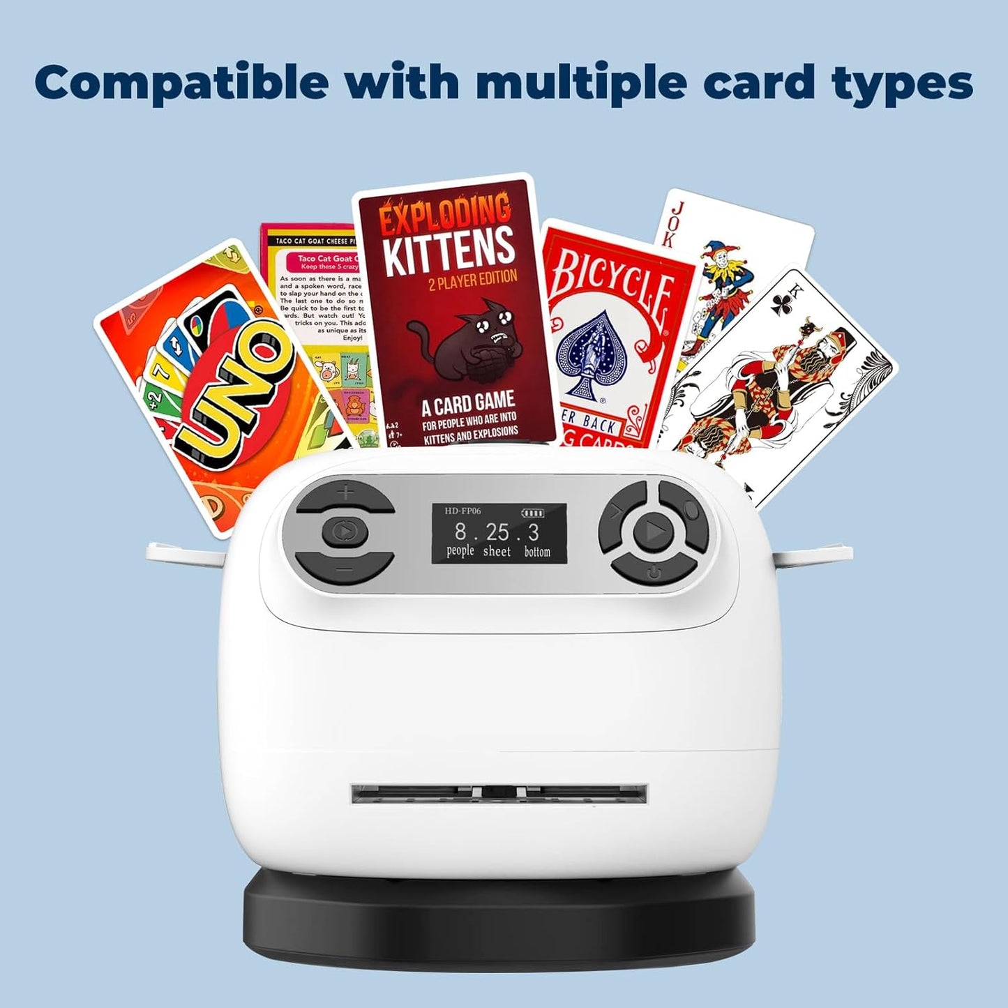 2025 Automatic Card Shuffler and Dealer Machine, 2-in-1 360°Rotating Card Dealer and Shuffler Machine, Super Quiet, Safer, Various Card Games for Home and Club-White