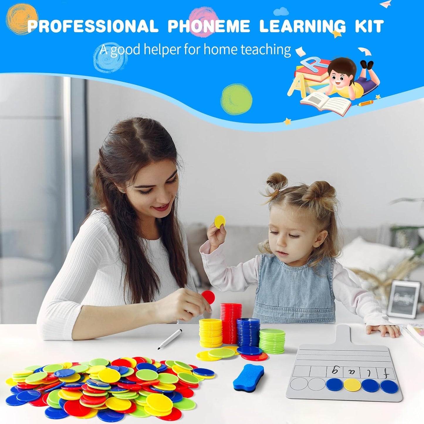 24 Pack Phonemic Awareness Dry Erase Board 8" x 10" Double Sided Handheld Answer Board Speech Therapy Phonemic Awareness Phonics Games Preschool Kindergarten Classroom Must Have