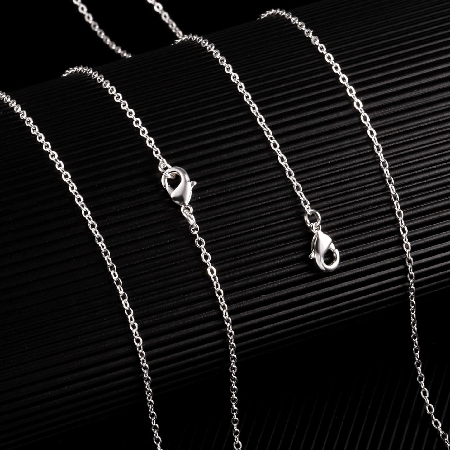 ALEXCRAFT Wholesale 12 PCS Silver Plated Brass Flat Cable Chains Bulk for DIY Jewelry Making (18 Inch(2mm))