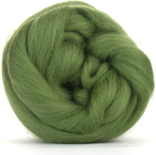 Revolution Fibers Merino Wool Combed Top | 1 lb Premium Wool Roving | 22 Micron, Best Merino Wool for Spinning, Tapestry, Needle Felting, Big Yarn Roving and Wall Hangings (Olive Green)