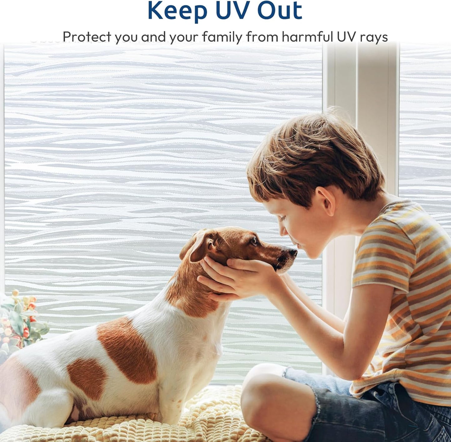 rabbitgoo Window Privacy Film Frosted Glass Film Removable Vinyl Door Coverings UV Blocking Decorative Static Cling Non-Adhesive Window Clings Sticker for Home Decor, 17.5 x 118.1 Inches