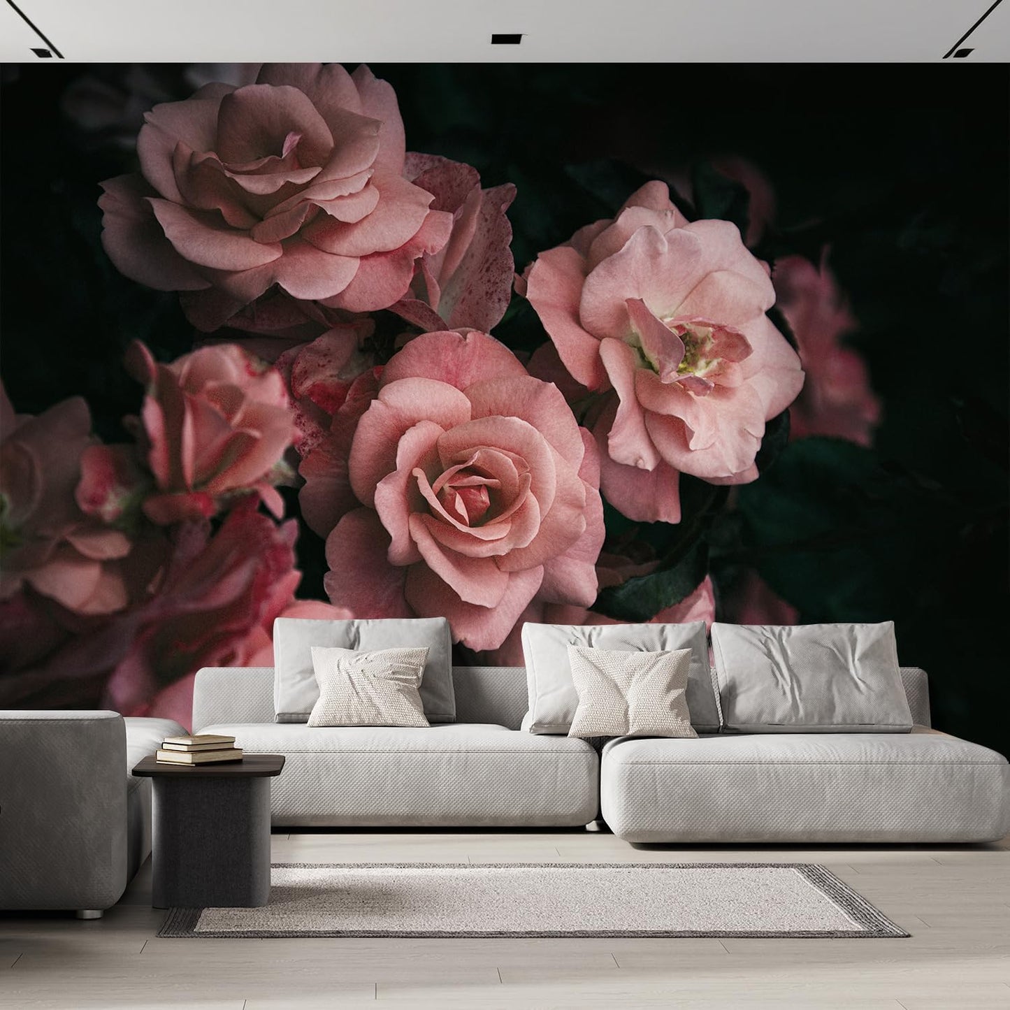 wall26 Wall Sticker/Wall Mural Dark Rose Flower Blossoms Nature Wilderness, Not Peel and Stick, Non-Woven Wallpaper Decorative for Bedroom, Living Room,Office - 132x120 inches