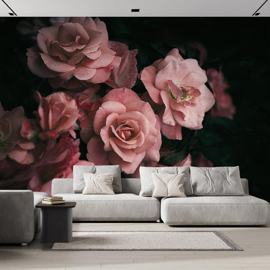 wall26 Wall Sticker/Wall Mural Dark Rose Flower Blossoms Nature Wilderness, Not Peel and Stick, Non-Woven Wallpaper Decorative for Bedroom, Living Room, Office - 108x168 inches