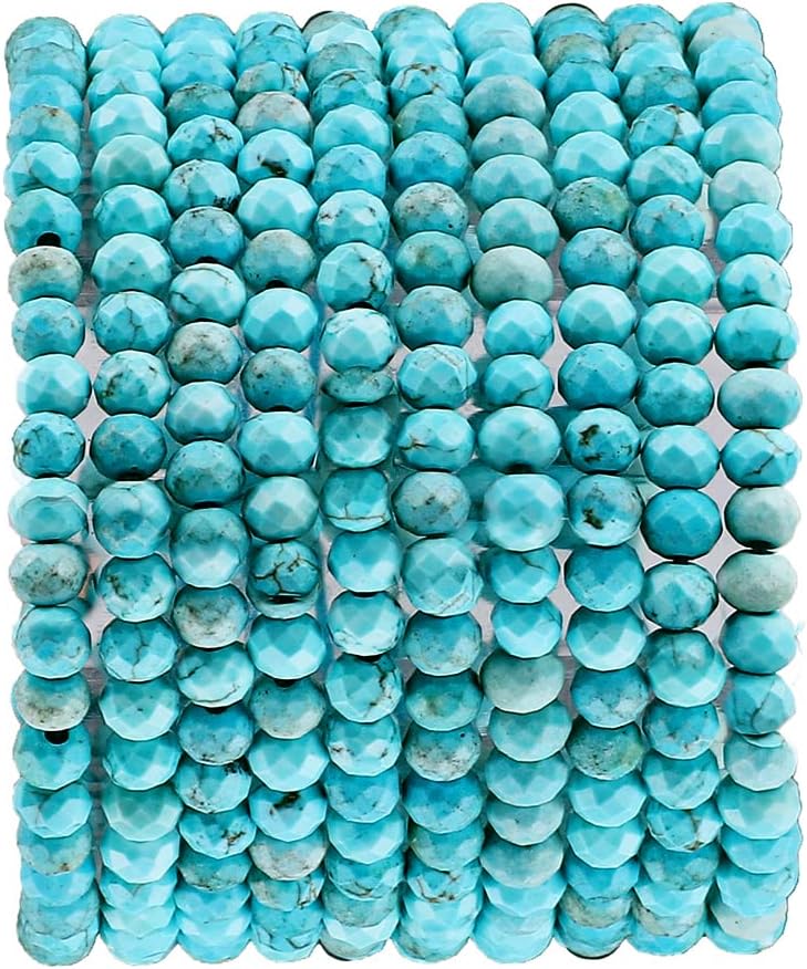 Natural Blue Turquoise Beads 4x2mm 120pcs Faceted Rondelle Loose Semi Gemstone Beads for Jewelry Making Design