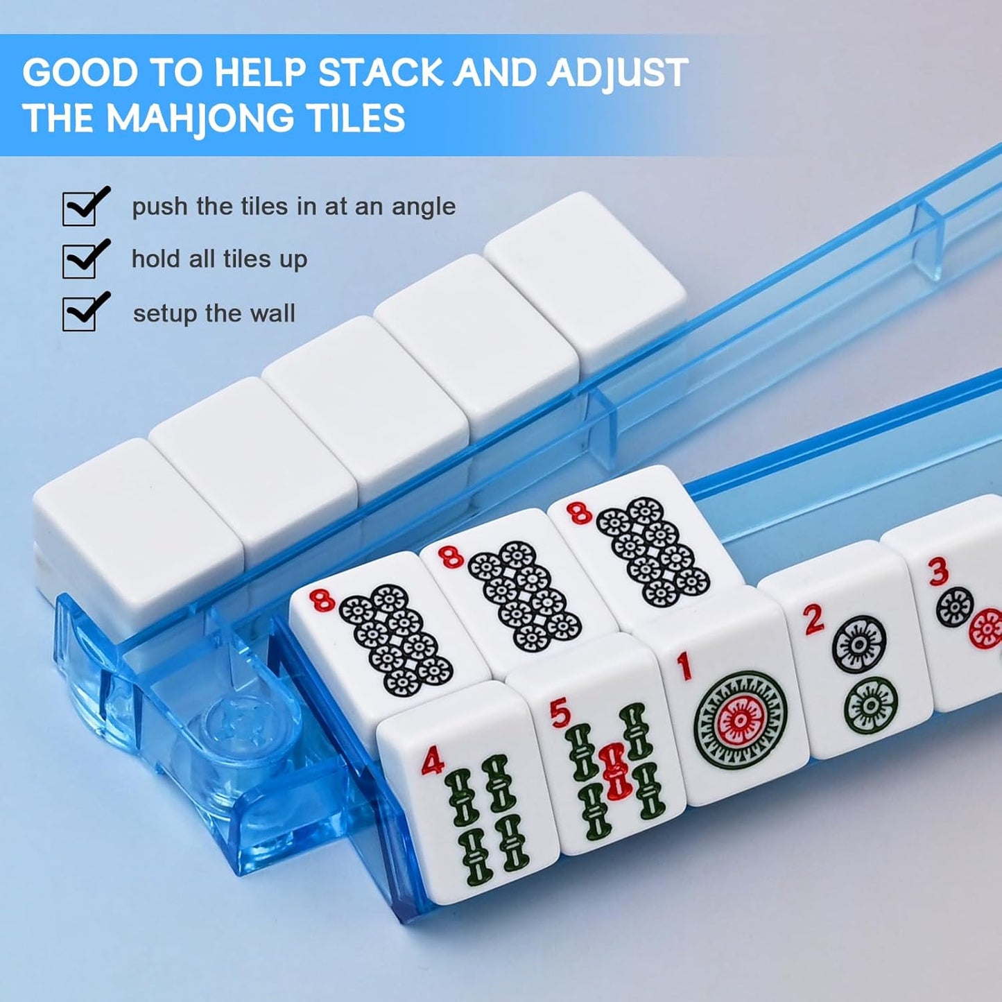 Mahjong Racks with Pushers Set of 4, Plastic American Mahjong Tile Racks 4 Colors, Mah Jongg Accessories Gifts for Mj Enthusiast