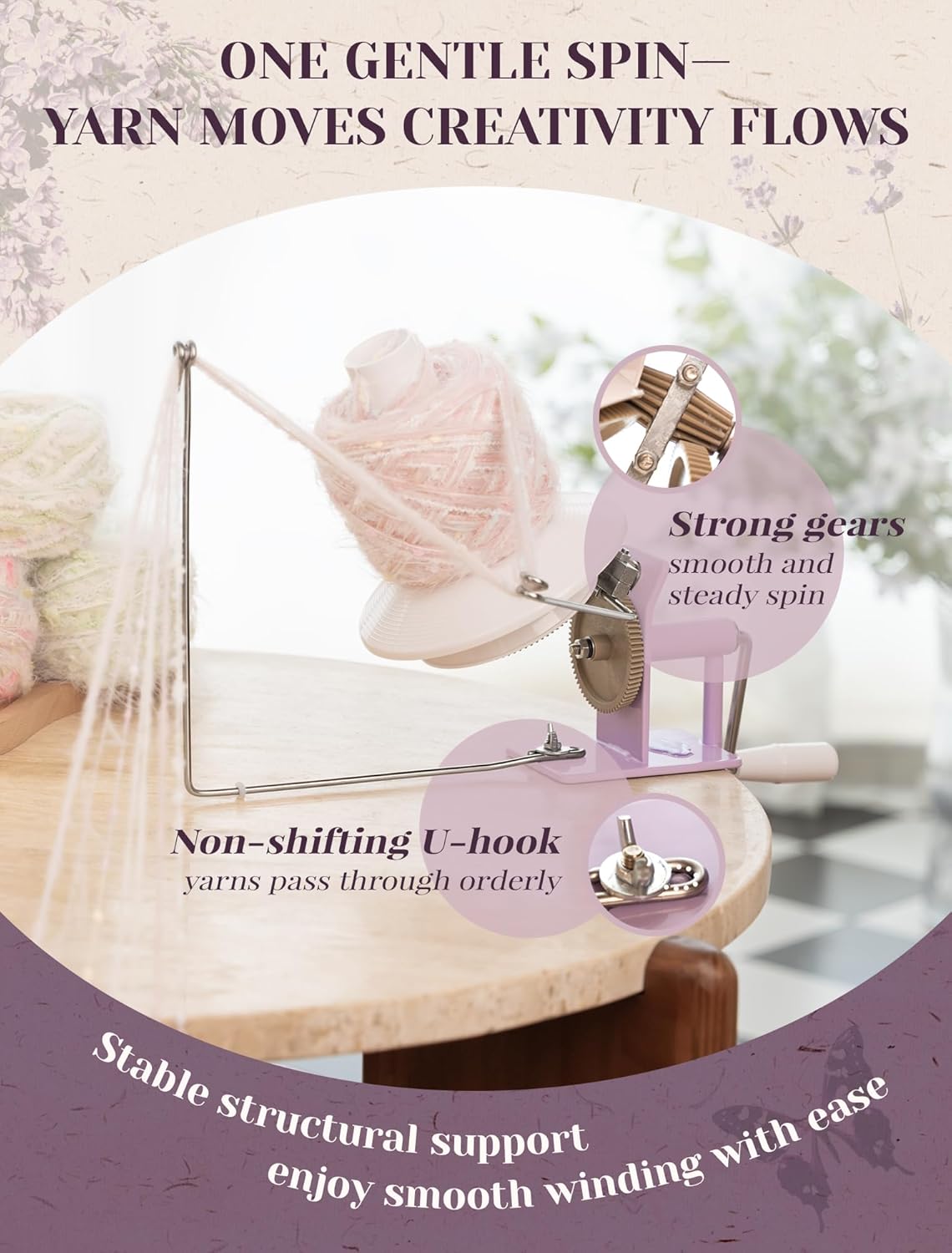 Adhafera Yarn Winder, Ball Winder for Crocheting, Large Capacity 10–16oz, Smooth Center-Pull Cake Spinner, Metal Craft Supplies for Knitting Enthusiast