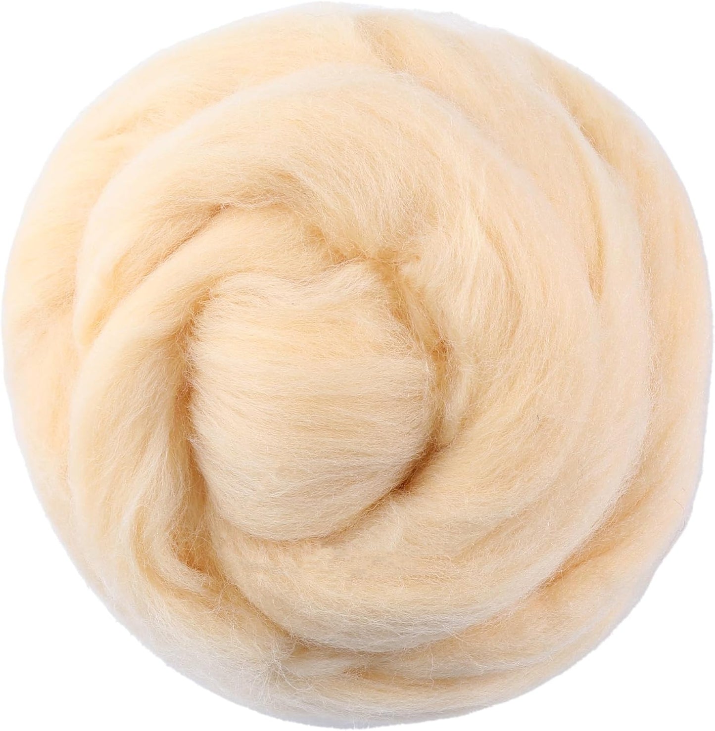 3.53oz Wool Roving Yarn, Wool Felting Supplies, Pure Wool, Chunky Yarn, Spinning Wool Roving for Needle Felting Wet Felt DIY Hand Spinning (Light Apricot)