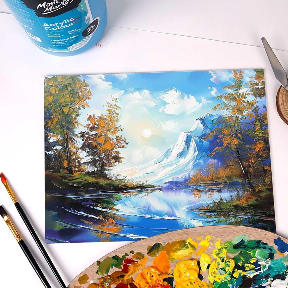 Mont Marte Discovery School Acrylic, Yellow Ochre, 1/2 Gallon (2 Liter). Ideal for Students and Artists. Excellent Coverage and Fast Drying. Pump Lid Included.