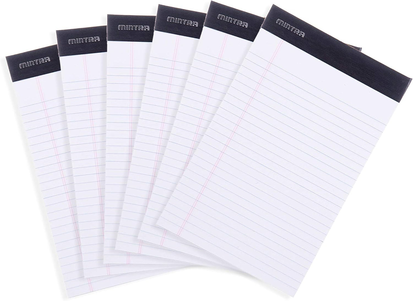 Mintra Office Legal Pads - ((BASIC WHITE 6pk, 5in x 8in, NARROW RULED))