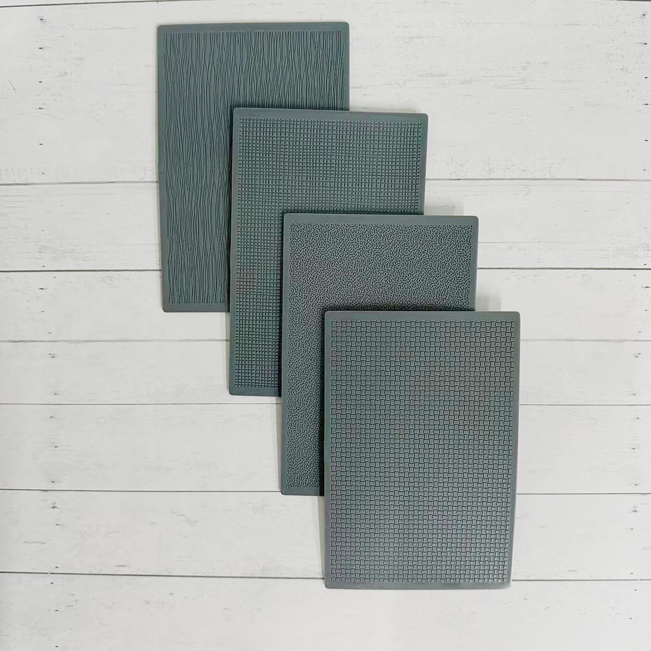 Arbuya Geometric Pattern Polymer Clay Texture Sheets for Earring Jewerly Making,Woodgrain Plaid Texture Mat for Polymer Clay Projects Polymer Clay Earrings Tools，4pcs/Pack