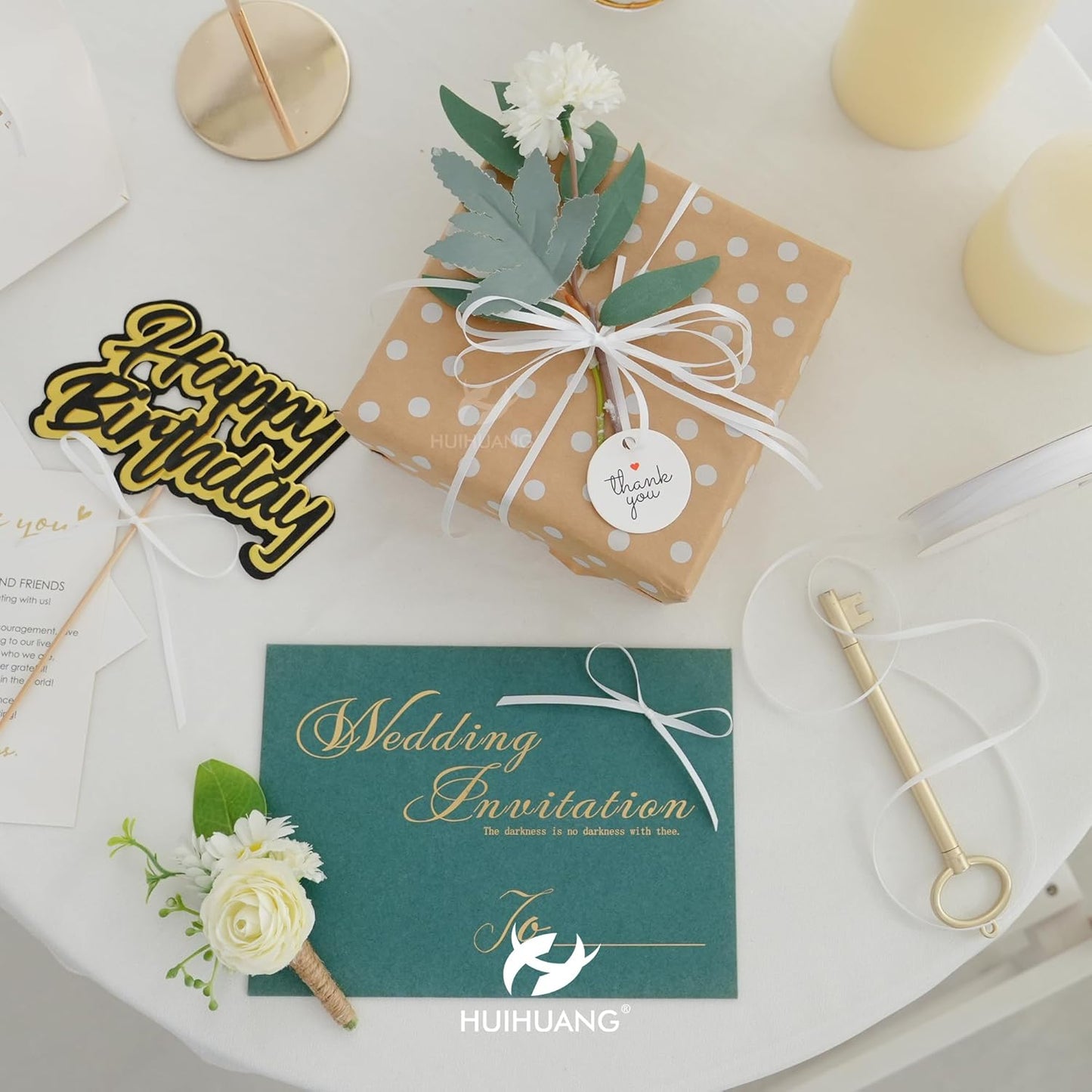 HUIHUANG Solid Color Satin Ribbon 1/8 inch x 100 Yards Roll Ribbon for Crafts (White)