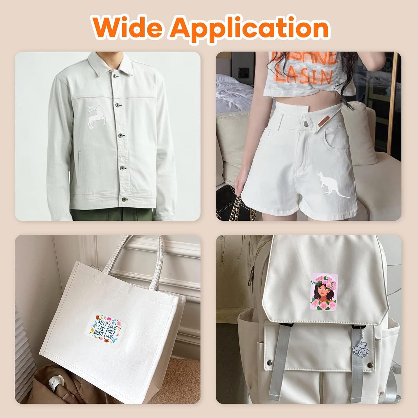 HTVRONT Iron on Patches for Clothing Repair, 20 Pieces White Sublimation Patch, Fabric Patches for Clothes, White Repair Decorating Kit, Iron on Blank Patches Size 3.7" by 4.9" (9.5 cm x 12.5 cm)