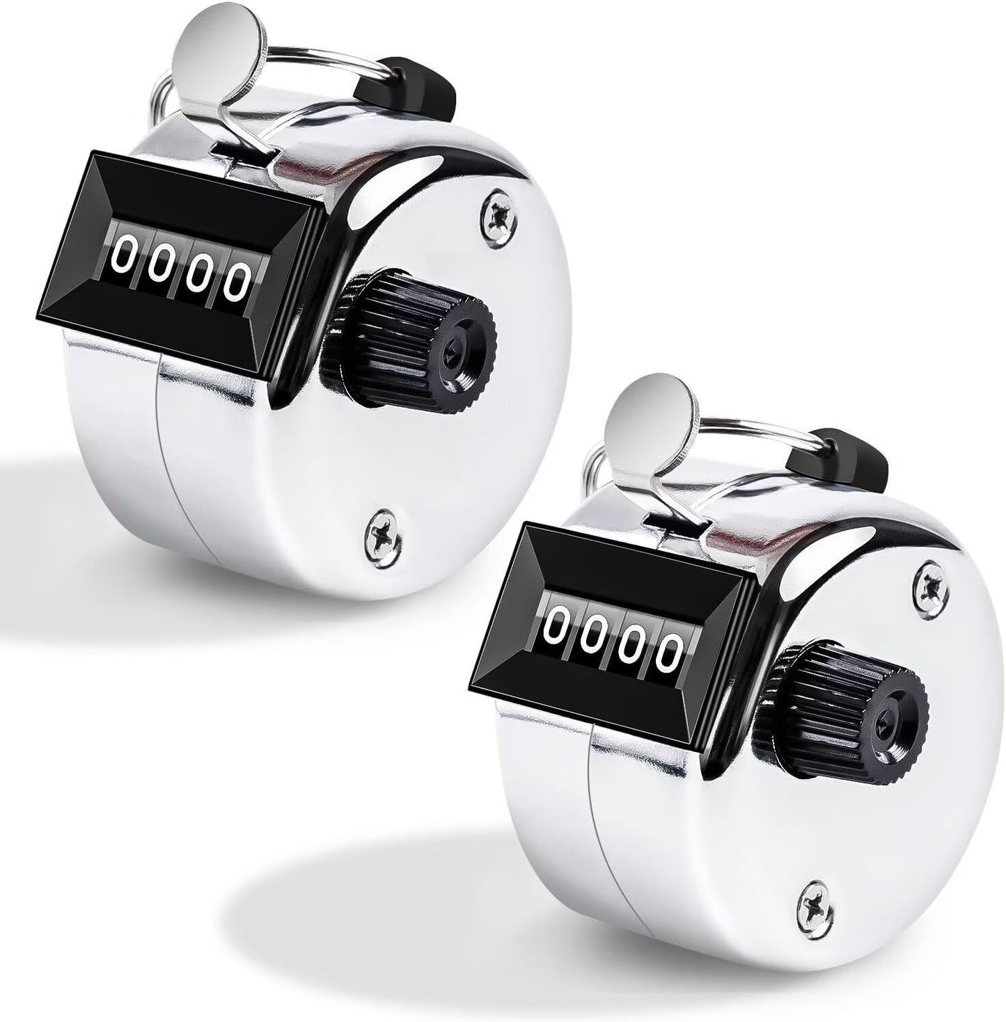 Clicker Counter, Metal Hand Tally Counter Clicker with 4 Digit Display, Pitch Counter for Golf Stroke, Baseball, Coaching, Knitting, Lap, Row Sport, Silver