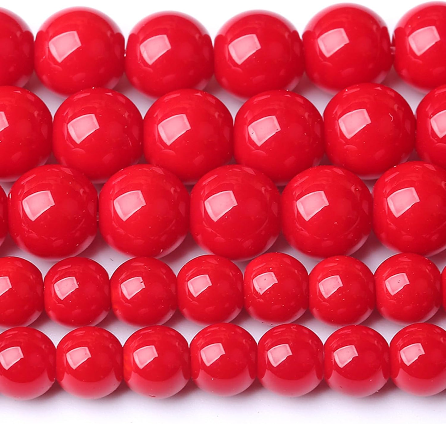 12MM 32 PCS Coral Red Glass Beads Natural Stone Crystal Energy Round Loose Beads for Jewelry Making Bracelet 15"