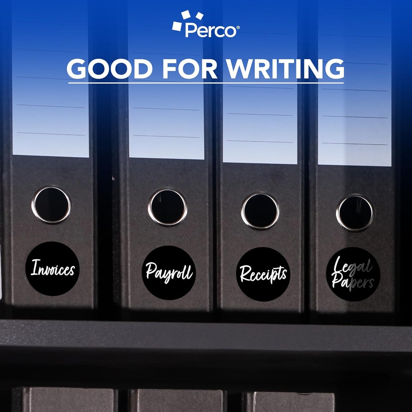 Perco Black 3-Inch Round Circle Dot Sticker Labels - Multi-Roll Pack (3 Rolls, 500 Labels Each) - Permanent Adhesive, Vibrant Colors, Strong Hold - Perforated for Easy Use - Made in USA