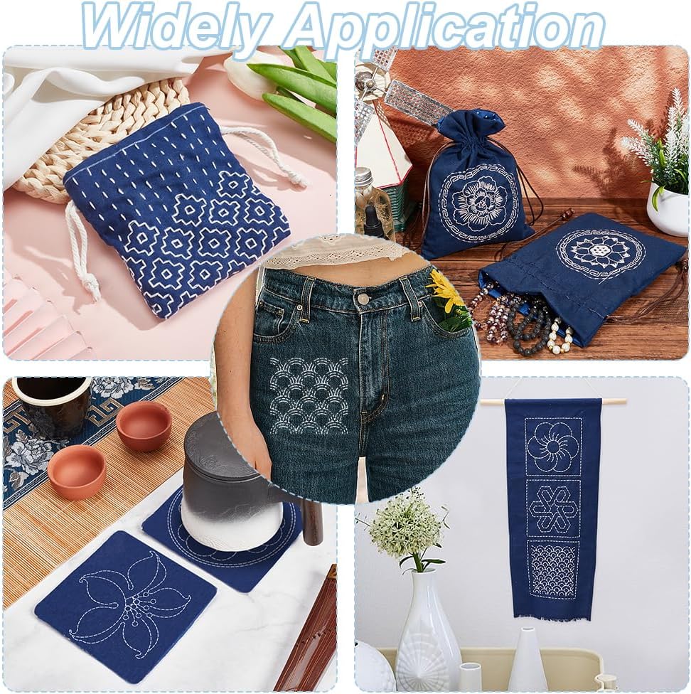 FREEBLOSS Embroidery Stencils - Geometric Sashiko Patterns - Acrylic 14x14cm