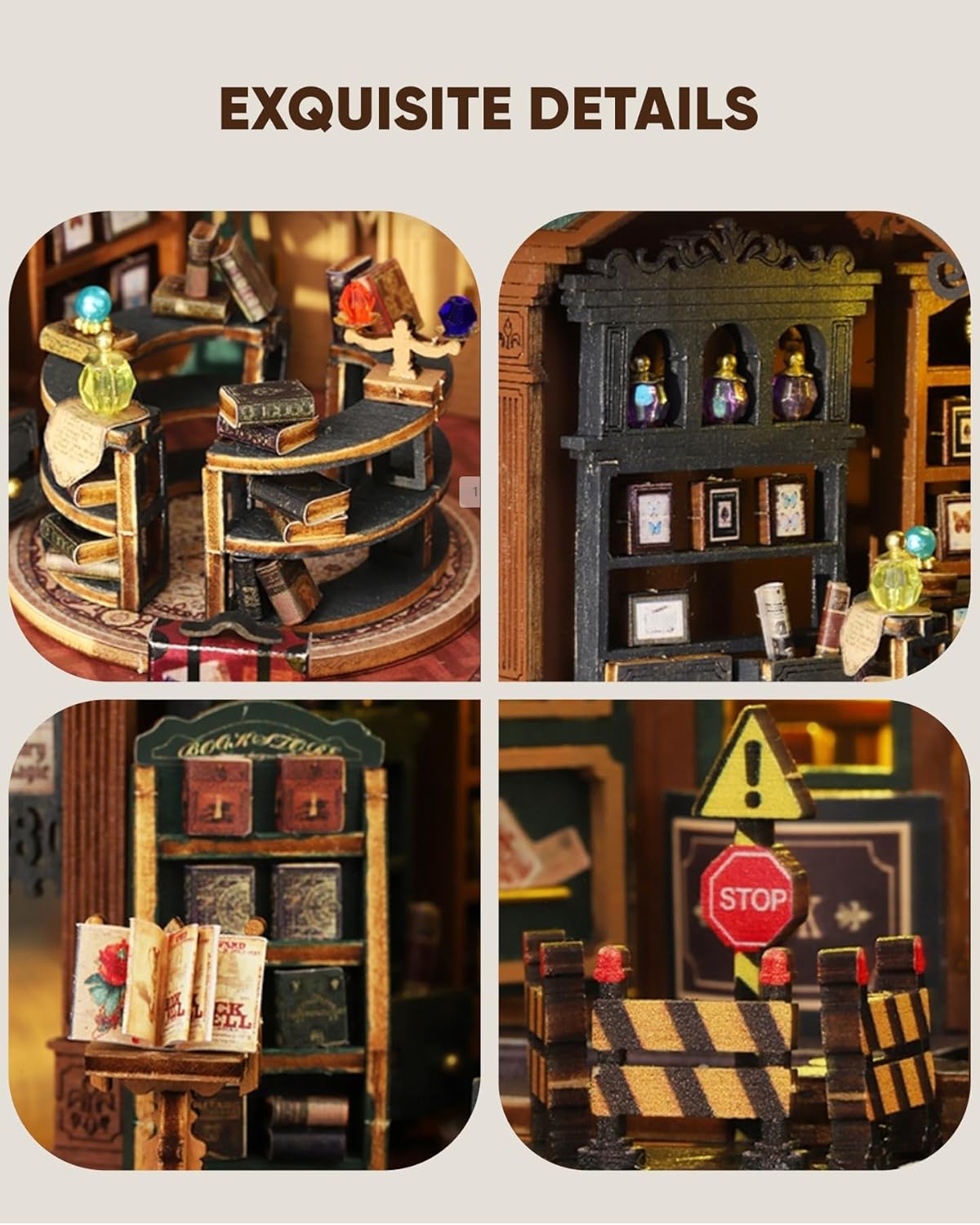 DIY Miniature House Kit, DIY Dollhouse Kit for Adults to Build, Mini Magic House Miniature kit, Model Building Craft Diorama Kit, Ideal Gifts for Birthday Halloween Christmas(Magic Book Shop)