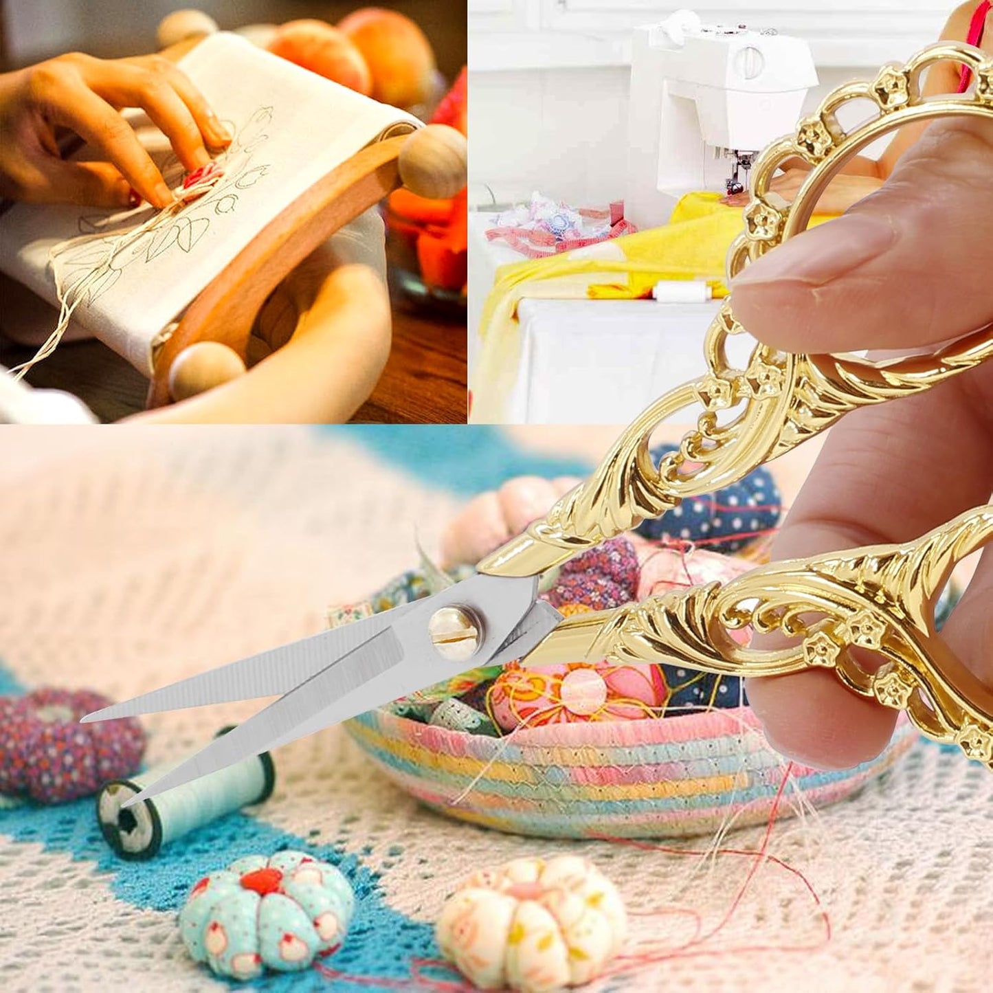 BIHRTC DIY Tools Dressmaker Small Shears with Artificial Leather Cover Stainless Steel Sharp Straight Tip Scissors Small Shears for Craft Home Sewing Supplies Cross Stitch Needlework DIY