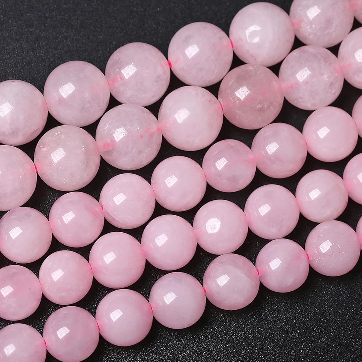 72pcs 10MM Natural Rose Quartz Stone Energy Healing Beads Round Loose Beads for Jewelry Making Bracelet Necklaces 2 Strands 32"