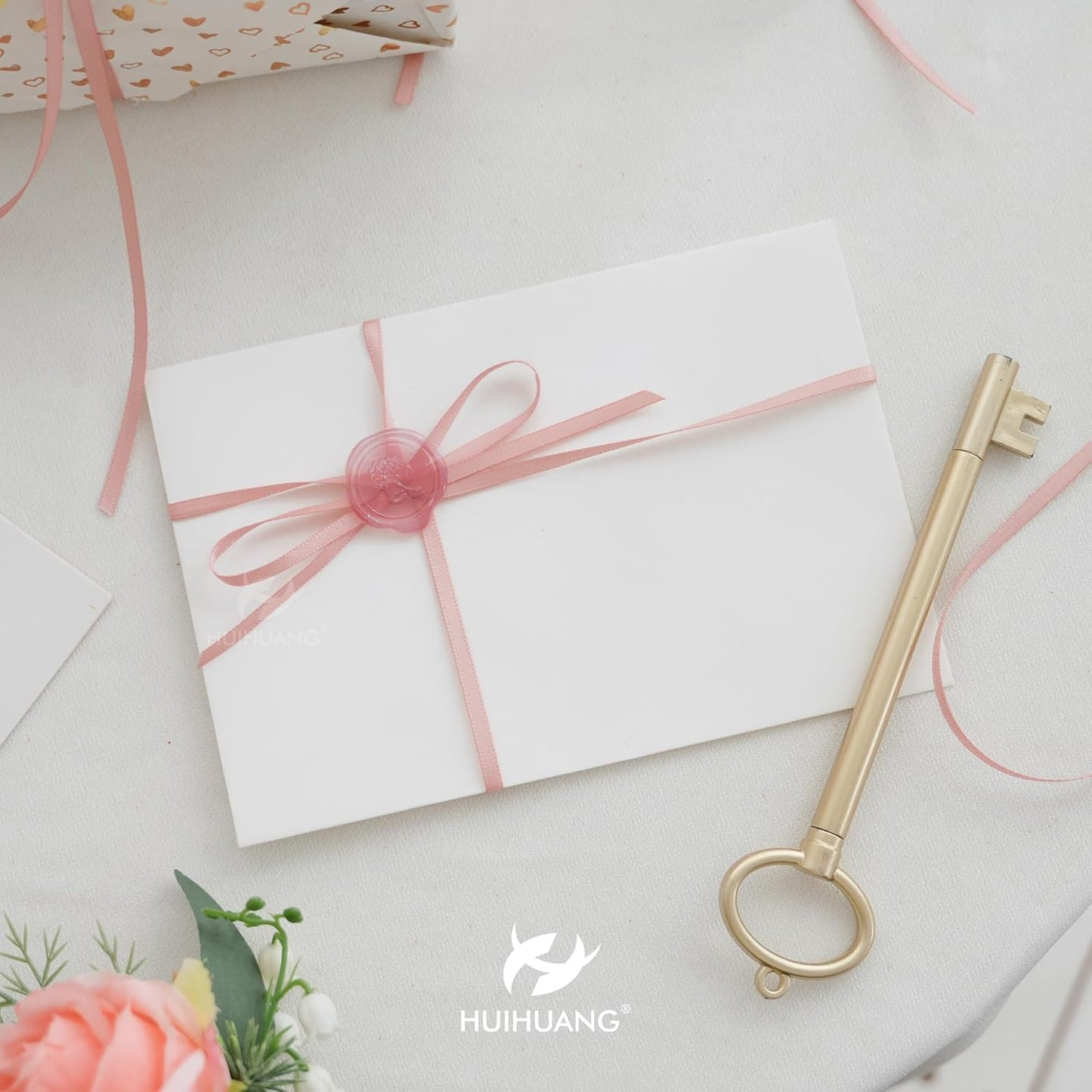 HUIHUANG Rose Gold Ribbon 1/8 inch Solid Color Thin Satin Ribbon 100 Yards Continuous for Crafts DIY Bows Decoration Sewing and Invitation Card Gift Tags Christmas Ornaments Wedding Decoration