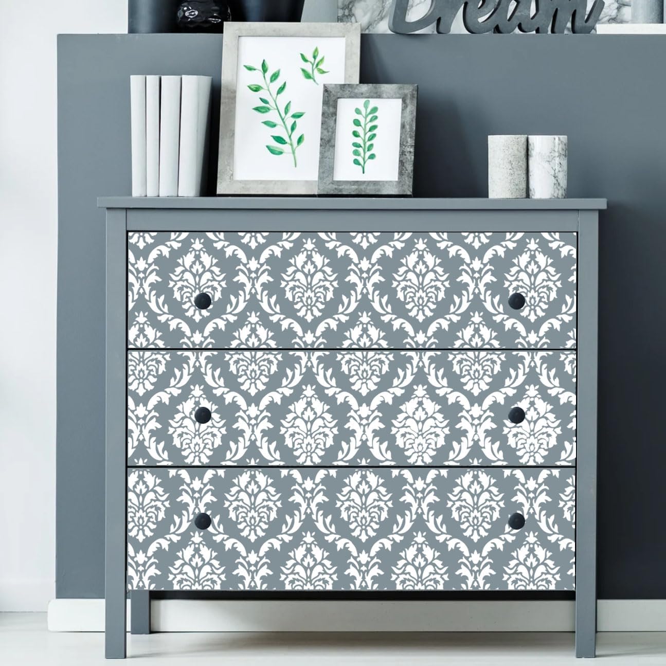 Damask Stencils for Walls 12inch Damask Stencil Large Texture Stencils for Painting on Wood Furniture Canvas Paper Fabric