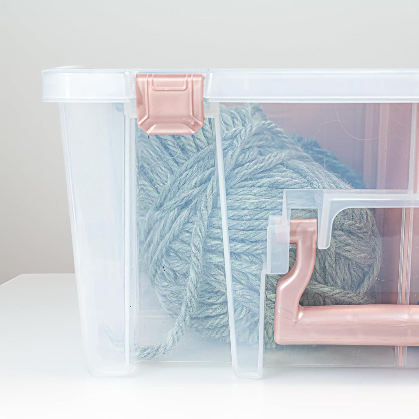 ArtBin 6990RK-AMZ Super Satchel Double Deep Compartment Box - Art Storage with 8 Removable Compartments, Smart Closure for Craft Supplies (Rose Gold - Pack of 3)