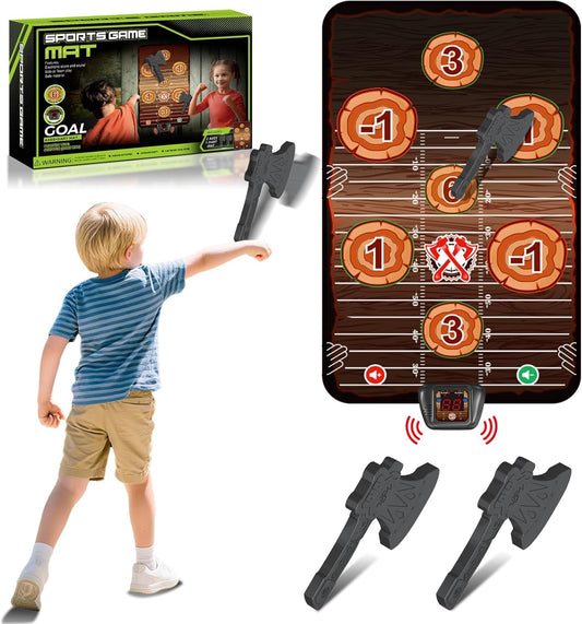 Axe Throwing Target Game Set, Electronic Scoring Throwing Game Toys Gifts for Kids Age of 3-10+ Years Old Boys & Girls, Backyard Indoor & Outdoor Yard Carnival Sport Party Play Game