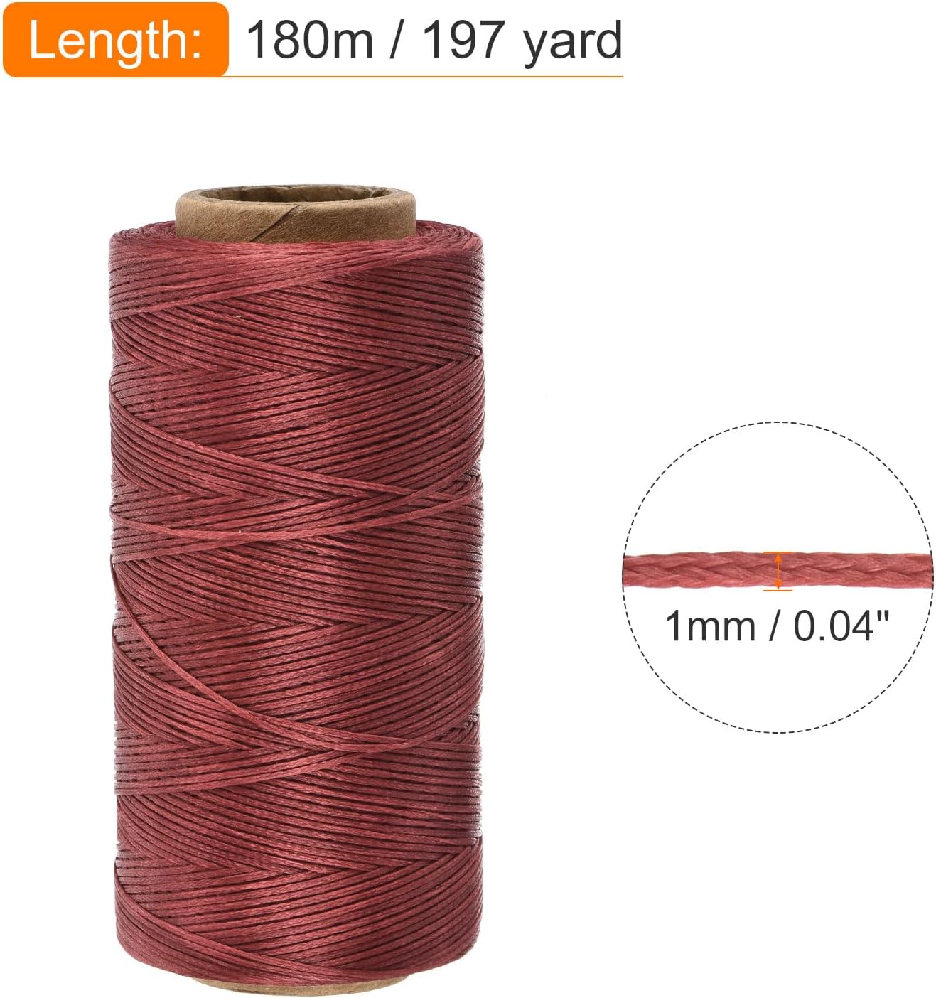 MECCANIXITY Waxed Thread,197 Yard 1mm 210D Flat Wax Thread Polyester Waxed String for Leather Sewing Hand Weaving Book Binding Home Decoration,Deep Red