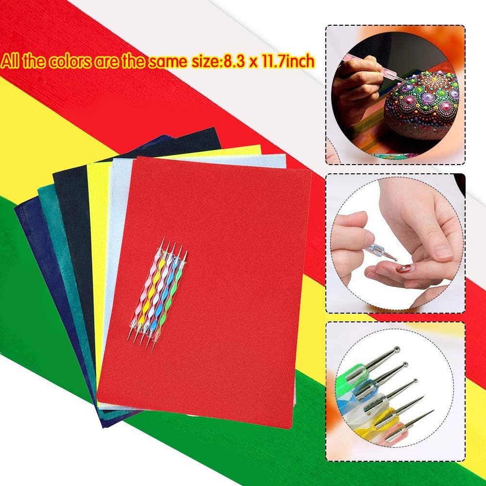 30 Sheets Carbon Transfer Paper,Tracing Paper Carbon Graphite Copy Paper with 5 Pieces Embossing Styluses Stylus Dotting Tools for Wood,Paper,Canvas and Other Art Surfaces 8.3 x 11.7 inches(6 Colors)