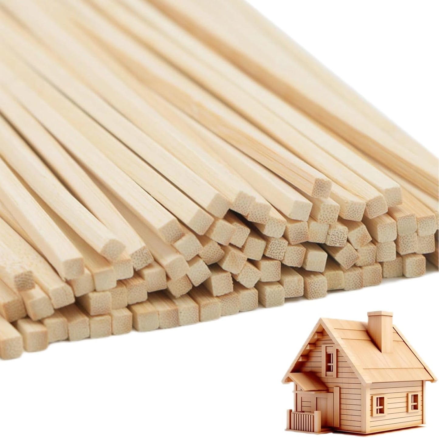 1/2 x 12 Inch 25 PCS Square Dowel Rods Wood Sticks Wooden Dowel Rods - Unfinished Bamboo Sticks - for Crafts,Home Decor, Model Making and DIYers